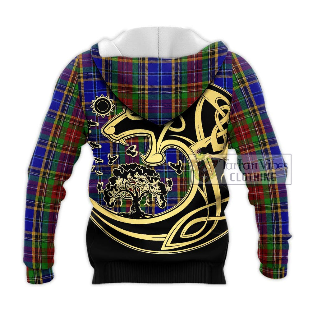 Beattie Tartan Knitted Hoodie with Family Crest Celtic Wolf Style - Tartan Vibes Clothing