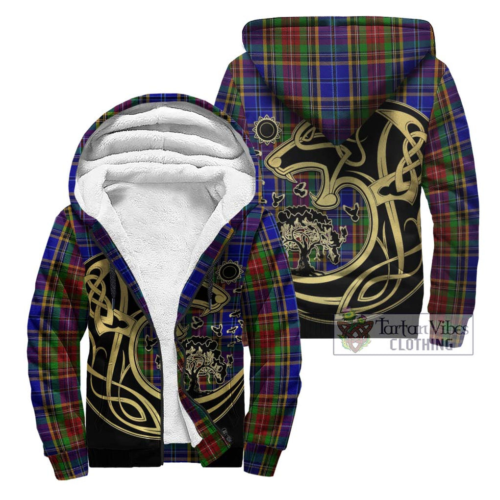 Beattie Tartan Sherpa Hoodie with Family Crest Celtic Wolf Style Unisex - Tartan Vibes Clothing