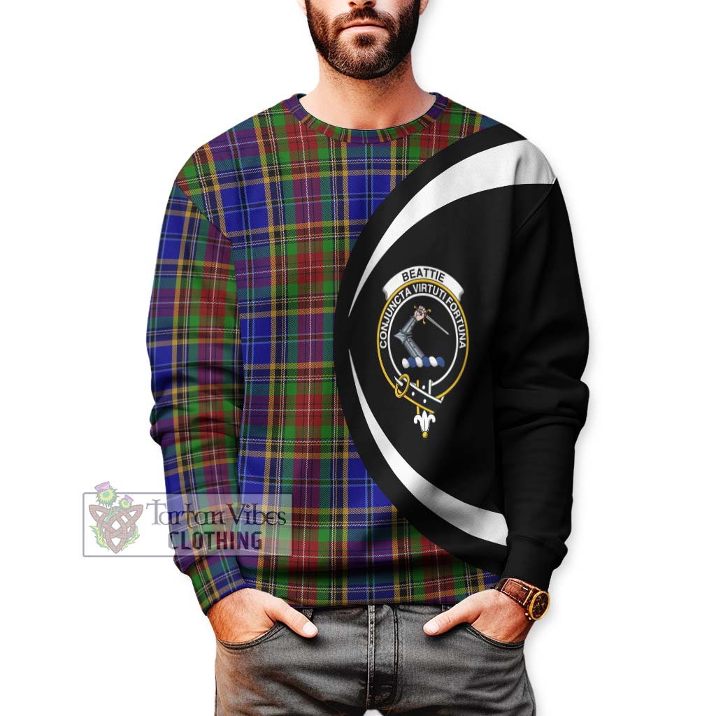 Beattie Tartan Sweatshirt with Family Crest Circle Style - Tartan Vibes Clothing