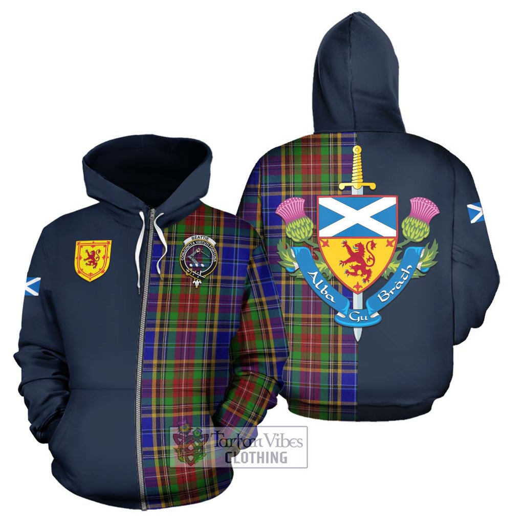 Beattie Tartan Hoodie Alba with Scottish Lion Royal Arm Half Style - Tartan Vibes Clothing