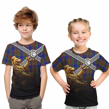 Beattie (Beatty) Crest Tartan Kid T-Shirt with Golden Lion Emblem Celtic Style Youth XL Size14 - Tartan Vibes Clothing