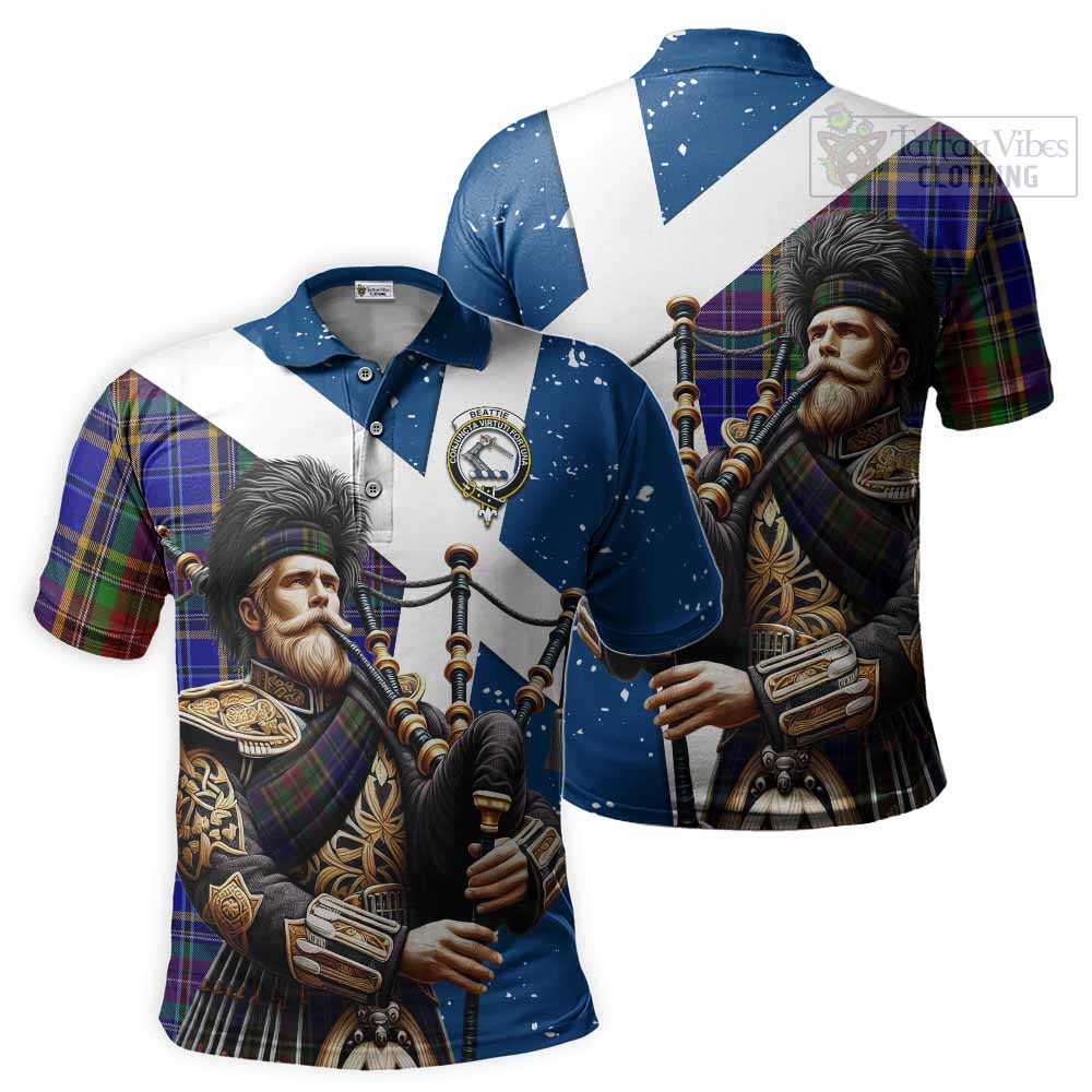 Tartan Vibes Clothing Beattie (Beatty) Tartan Polo Shirt with Family Crest Scottish Bagpiper Vibes