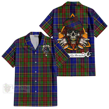 Beattie (Beatty) Tartan Hawaiian Shirt with Family Crest and Bearded Skull Holding Bottles of Whiskey Kid - Tartan Vibes Clothing