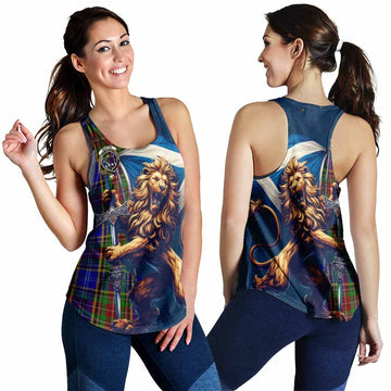 Beattie (Beatty) Tartan Family Crest Women's Racerback Tanks with Scottish Majestic Lion 4XL - Tartan Vibes Clothing