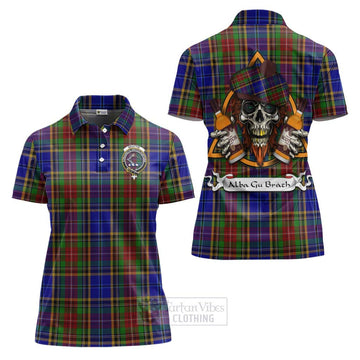 Beattie (Beatty) Tartan Women's Polo Shirt with Family Crest and Bearded Skull Holding Bottles of Whiskey Women - Tartan Vibes Clothing