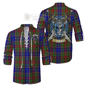 Beattie (Beatty) Tartan Ghillie Kilt Shirt with Family Crest Celtic Skull Style Men - Tartan Vibes Clothing