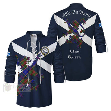Beattie (Beatty) Tartan Lion Rampant Ghillie Kilt Shirt Proudly Display Your Heritage with Alba Gu Brath and Clan Name Men - Tartan Vibes Clothing