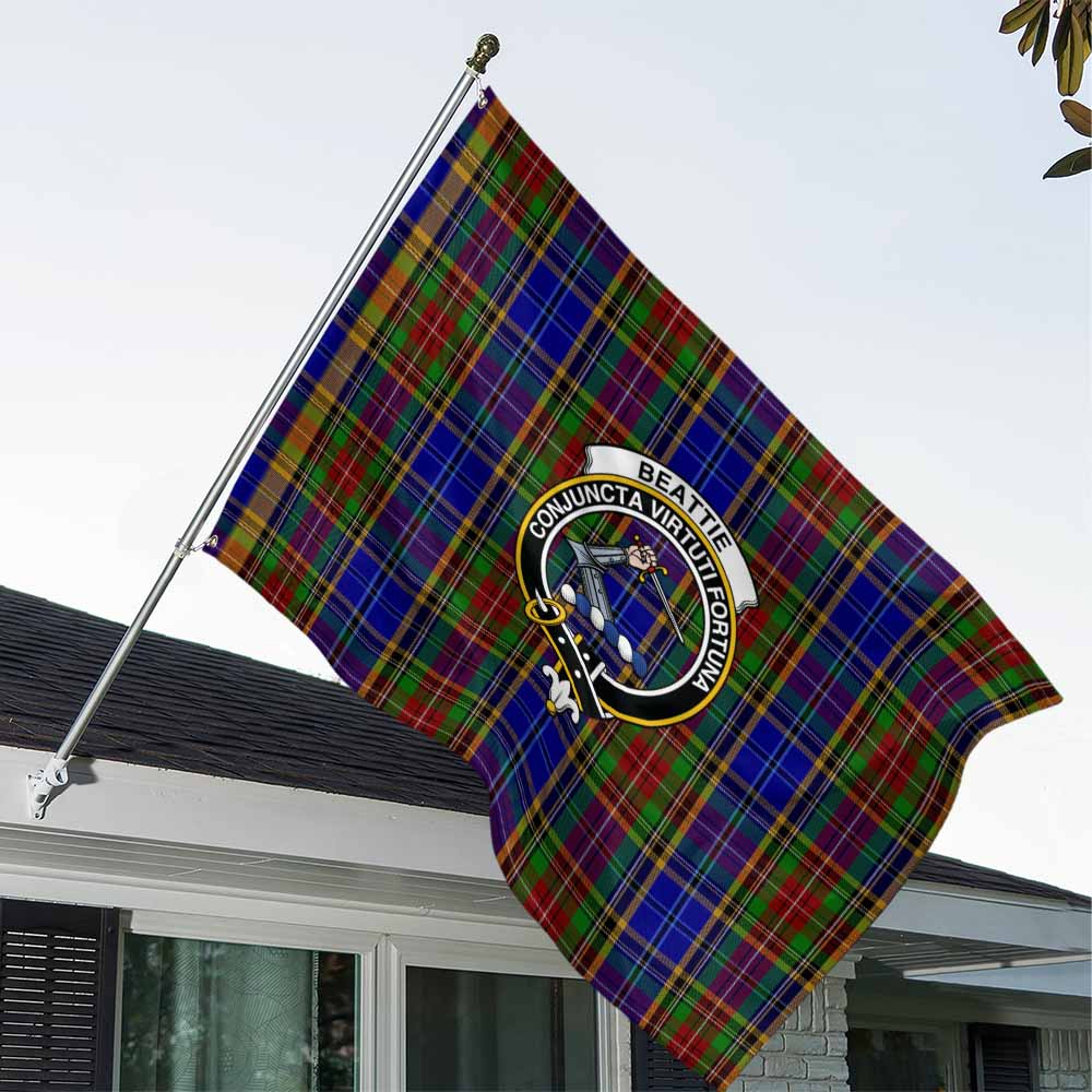 Tartan Vibes Clothing Beattie (Beatty) Tartan House Flag with Family Crest