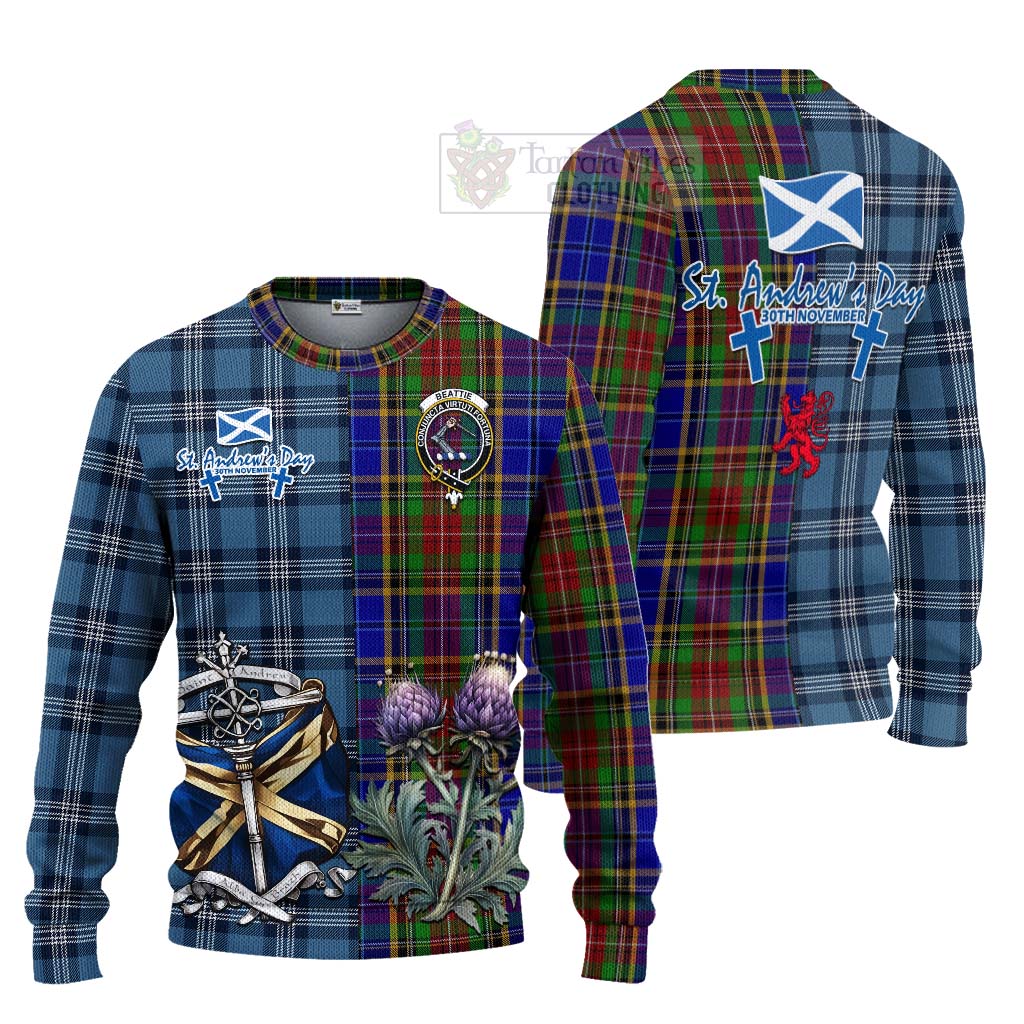 Beattie (Beatty) Tartan Knitted Sweater Happy St. Andrew's Day Half Tartan Style Unisex - Tartan Vibes Clothing