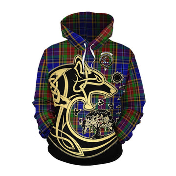Beattie (Beatty) Tartan Cotton Hoodie with Family Crest Celtic Wolf Style Pullover Hoodie XS - Tartan Vibes Clothing