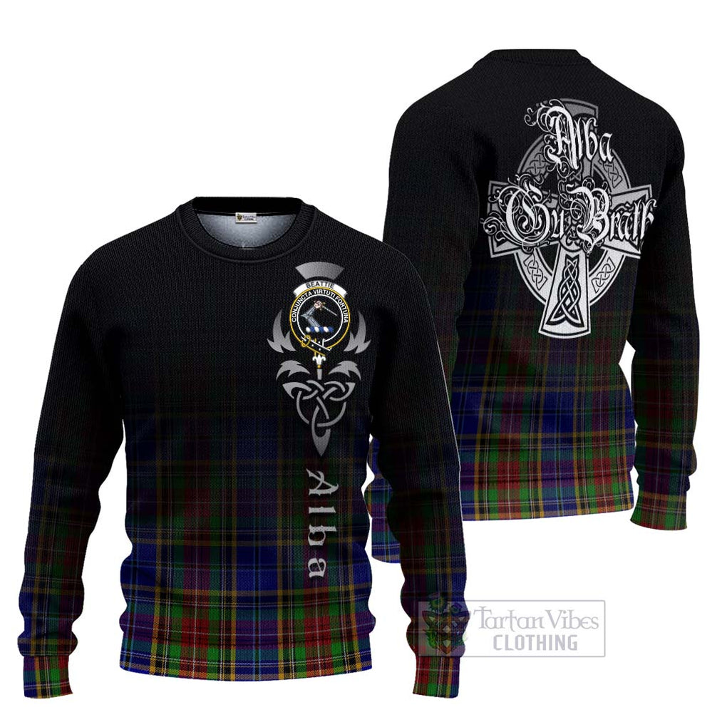 Beattie (Beatty) Tartan Ugly Sweater Featuring Alba Gu Brath Family Crest Celtic Inspired Unisex - Tartan Vibes Clothing