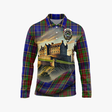 Beattie (Beatty) Tartan Family Crest Long Sleeve Polo Shirt with Scottish Ancient Castle Style Unisex - Tartan Vibes Clothing