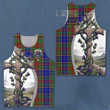 Beattie (Beatty) Tartan Men's Tank Top with Family Crest and St. Andrew's Cross Accented by Thistle Vines Men - Tartan Vibes Clothing