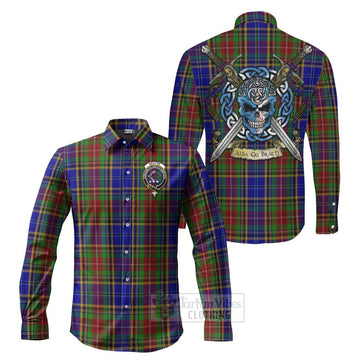 Beattie (Beatty) Tartan Long Sleeve Button Shirt with Family Crest Celtic Skull Style Men's Shirt S - Tartan Vibes Clothing