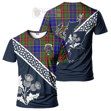 Beattie (Beatty) Tartan T-Shirt Featuring Thistle and Scotland Map