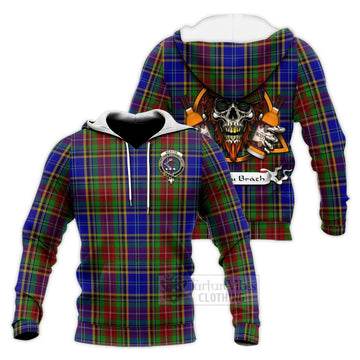 Beattie (Beatty) Tartan Knitted Hoodie with Family Crest and Bearded Skull Holding Bottles of Whiskey Unisex Knitted Pullover Hoodie - Tartan Vibes Clothing