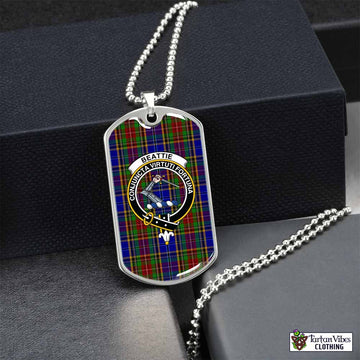 Tartan Vibes Clothing Beattie (Beatty) Tartan Dog Tag Necklace with Family Crest