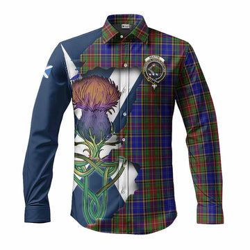 Tartan Vibes Clothing Beattie (Beatty) Tartan Family Crest Long Sleeve Button Shirt Scottish Thistle Celtic Inspired