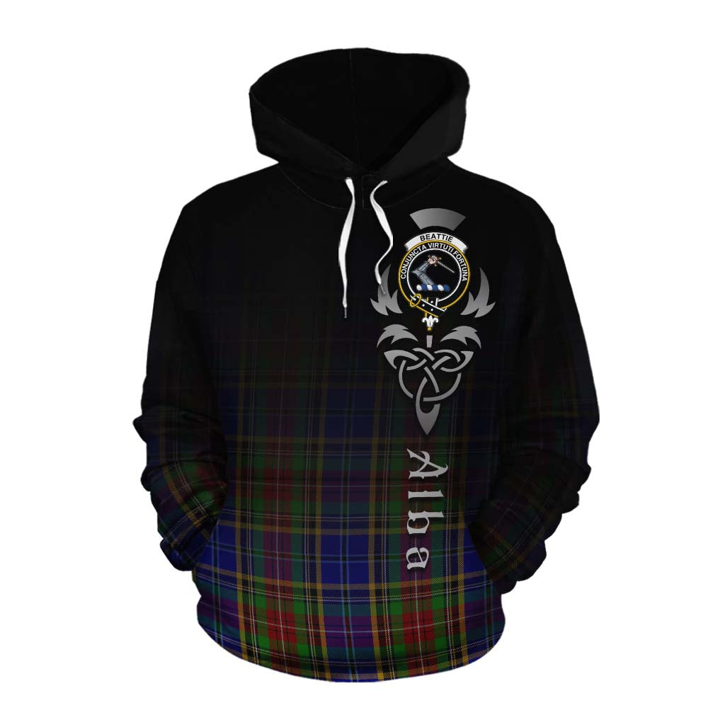 Tartan Vibes Clothing Beattie (Beatty) Tartan Cotton Hoodie Featuring Alba Gu Brath Family Crest Celtic Inspired