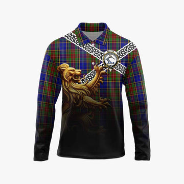 Beattie (Beatty) Crest Tartan Long Sleeve Polo Shirt with Golden Lion Emblem Celtic Style Unisex - Tartan Vibes Clothing