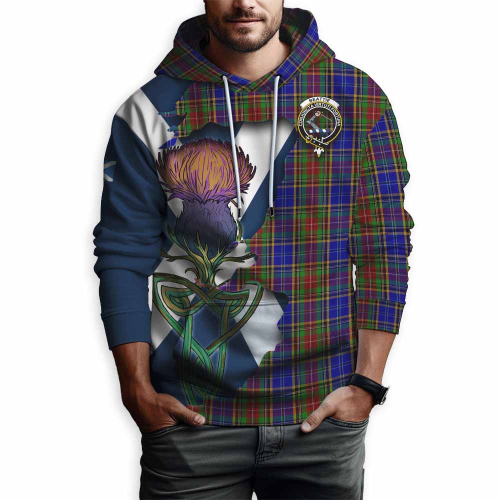 Tartan Vibes Clothing Beattie (Beatty) Tartan Family Crest Hoodie Scottish Thistle Celtic Inspired