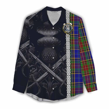 Beattie (Beatty) Tartan Women's Casual Shirt with Family Crest Cross Sword Thistle Celtic Vibes Female - Tartan Vibes Clothing