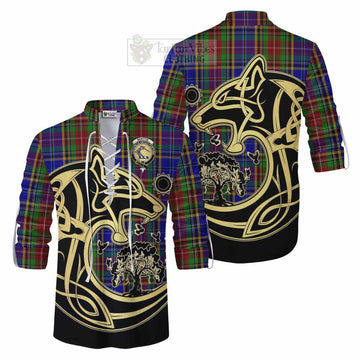 Beattie (Beatty) Tartan Ghillie Kilt Shirt with Family Crest Celtic Wolf Style Men - Tartan Vibes Clothing