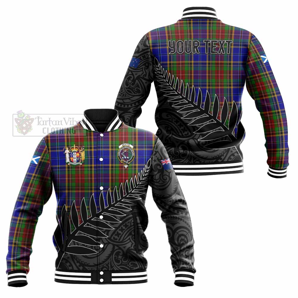 Beattie (Beatty) Crest Tartan Baseball Jacket with New Zealand Silver Fern Half Style Unisex - Tartan Vibes Clothing