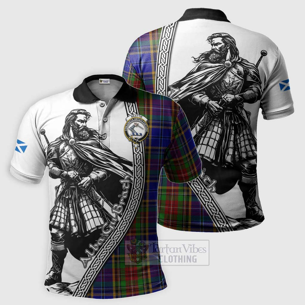 Tartan Vibes Clothing Beattie (Beatty) Tartan Clan Crest Polo Shirt with Highlander Warrior Celtic Style