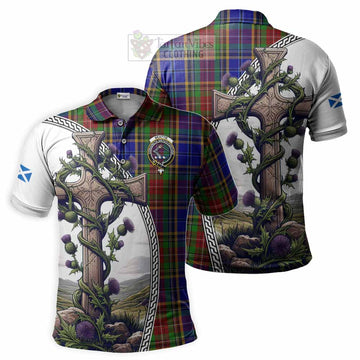 Beattie (Beatty) Tartan Polo Shirt with Family Crest and St. Andrew's Cross Accented by Thistle Vines Kid - Tartan Vibes Clothing