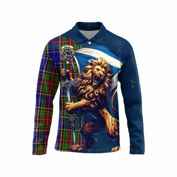Beattie (Beatty) Tartan Family Crest Long Sleeve Polo Shirt with Scottish Majestic Lion Unisex - Tartan Vibes Clothing