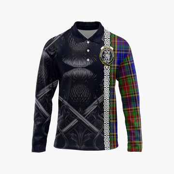 Beattie (Beatty) Tartan Long Sleeve Polo Shirt with Family Crest Cross Sword Thistle Celtic Vibes Unisex - Tartan Vibes Clothing