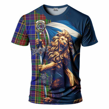 Beattie (Beatty) Tartan Family Crest T-Shirt with Scottish Majestic Lion
