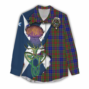 Tartan Vibes Clothing Beattie (Beatty) Tartan Family Crest Women's Casual Shirt Scottish Thistle Celtic Inspired