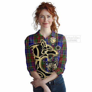 Beattie (Beatty) Tartan Women's Casual Shirt with Family Crest Celtic Wolf Style Female - Tartan Vibes Clothing