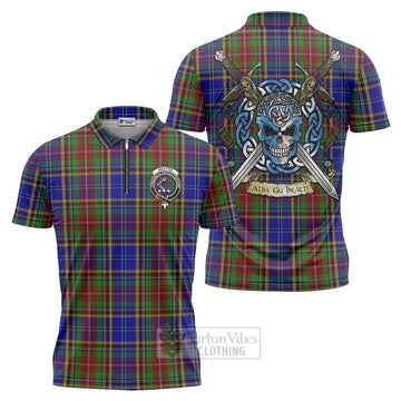 Beattie (Beatty) Tartan Zipper Polo Shirt with Family Crest Celtic Skull Style Unisex - Tartan Vibes Clothing