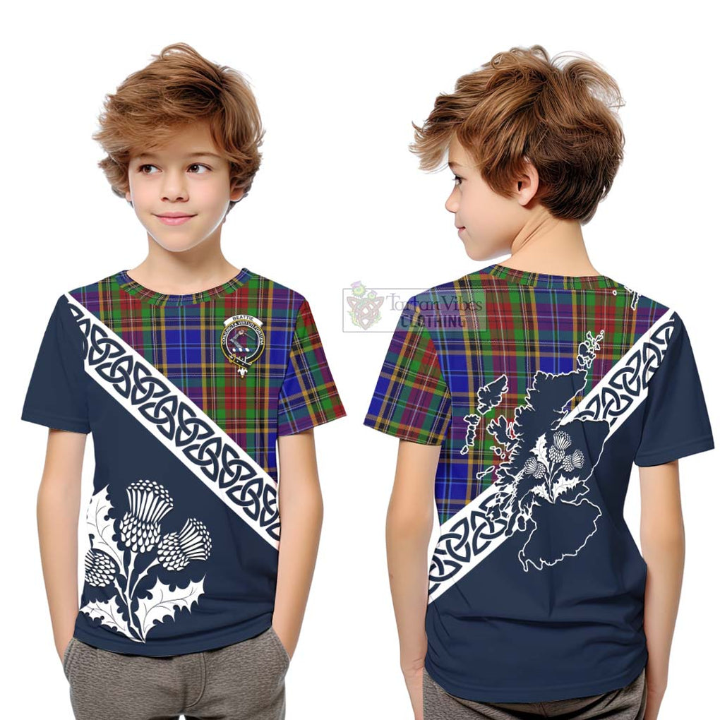 Beattie (Beatty) Tartan Kid T-Shirt Featuring Thistle and Scotland Map Youth XL Size14 - Tartan Vibes Clothing