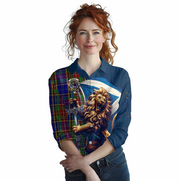 Beattie (Beatty) Tartan Family Crest Women's Casual Shirt with Scottish Majestic Lion Female - Tartan Vibes Clothing
