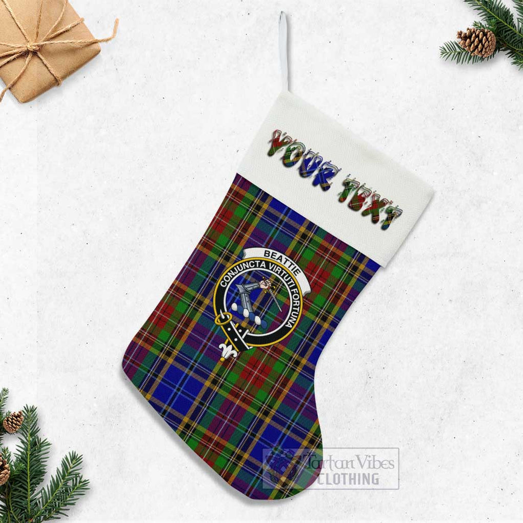 Tartan Vibes Clothing Beattie (Beatty) Tartan Family Crest Christmas Stocking with Personalized Text