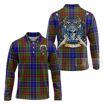Beattie (Beatty) Tartan Long Sleeve Polo Shirt with Family Crest Celtic Skull Style Unisex - Tartan Vibes Clothing