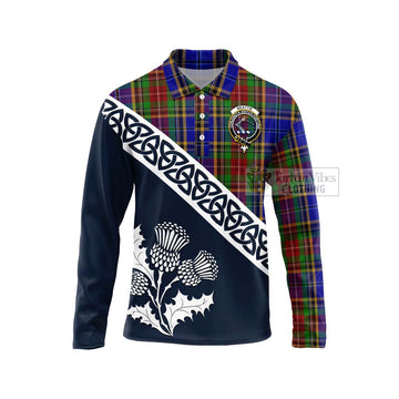 Beattie (Beatty) Tartan Long Sleeve Polo Shirt Featuring Thistle and Scotland Map Unisex - Tartan Vibes Clothing