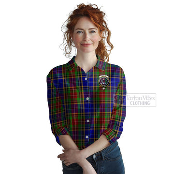 Beattie (Beatty) Tartan Women's Casual Shirt with Family Crest and Bearded Skull Holding Bottles of Whiskey Female - Tartan Vibes Clothing