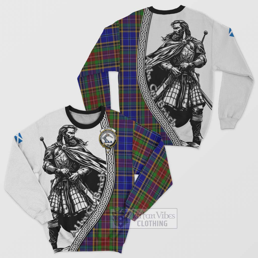 Beattie (Beatty) Tartan Clan Crest Sweatshirt with Highlander Warrior Celtic Style Unisex - Tartan Vibes Clothing