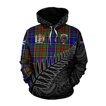 Tartan Vibes Clothing Beattie (Beatty) Crest Tartan Cotton Hoodie with New Zealand Silver Fern Half Style