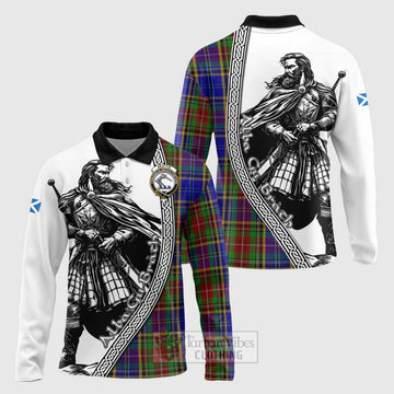 Beattie (Beatty) Tartan Clan Crest Long Sleeve Polo Shirt with Highlander Warrior Celtic Style Unisex - Tartan Vibes Clothing