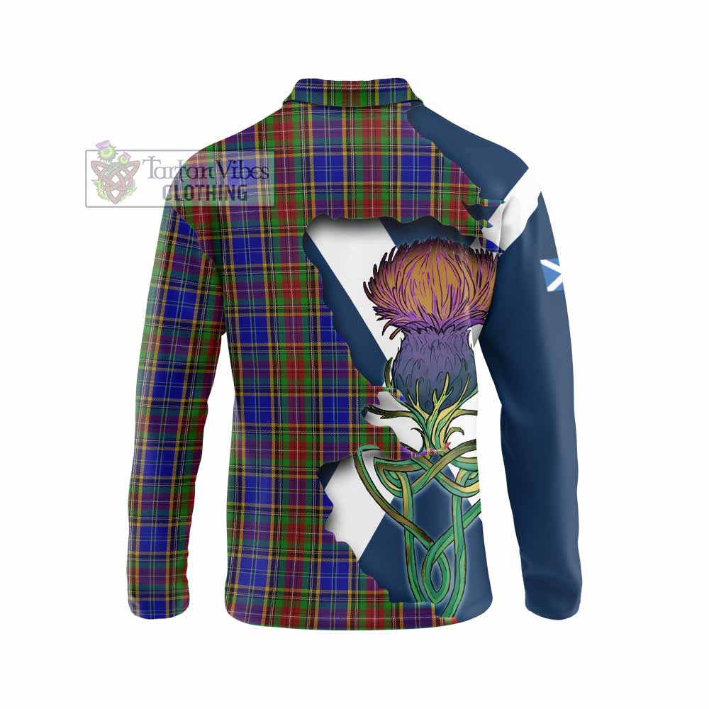 Tartan Vibes Clothing Beattie (Beatty) Tartan Family Crest Long Sleeve Polo Shirt Scottish Thistle Celtic Inspired