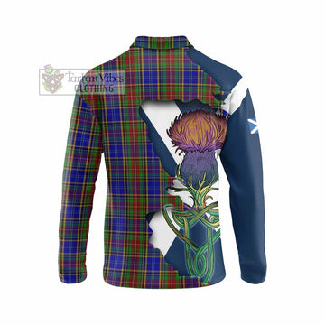 Tartan Vibes Clothing Beattie (Beatty) Tartan Family Crest Long Sleeve Polo Shirt Scottish Thistle Celtic Inspired