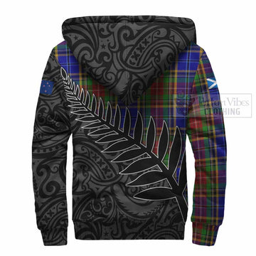 Beattie (Beatty) Crest Tartan Sherpa Hoodie with New Zealand Silver Fern Half Style - Tartan Vibes Clothing