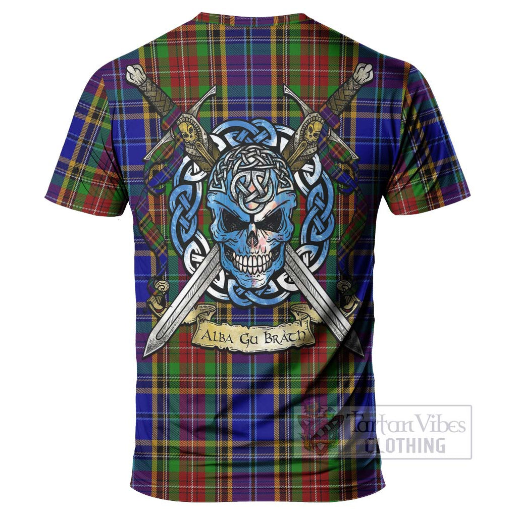 Tartan Vibes Clothing Beattie (Beatty) Tartan T-Shirt with Family Crest Celtic Skull Style