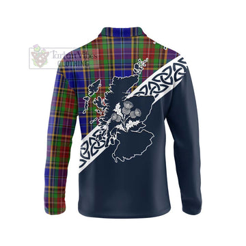 Beattie (Beatty) Tartan Long Sleeve Polo Shirt Featuring Thistle and Scotland Map - Tartan Vibes Clothing